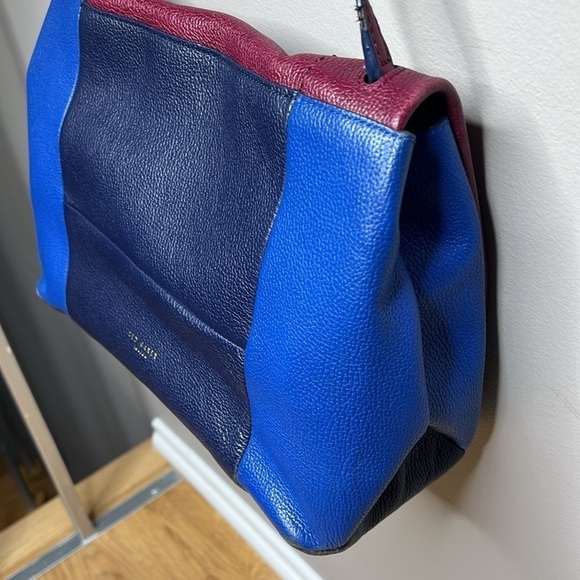 Ted Baker Blue Purple Color Block Leather Shoulder Bag - Picture 5 of 13